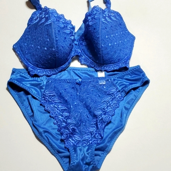 Bra Set Size 40D Blue Lace By Delta Burke - Picture 14 of 15